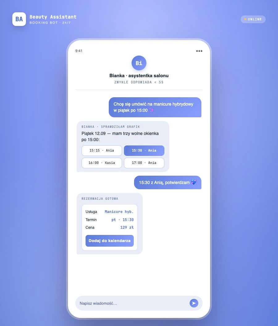 Beauty Assistant — bot AI do rezerwacji wizyt w salonach urody